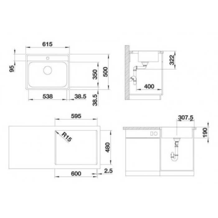 Εικόνα της Νεροχύτης  Blanco Lemis 6-IF (61,5x50) Λείος 525108