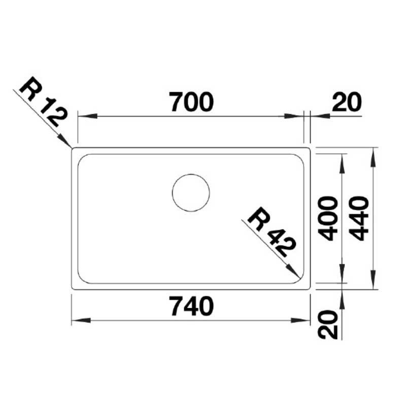 Εικόνα της Νεροχύτης Υποκαθήμενος Blanco Solis 700-U (74x44) Λείος 526125