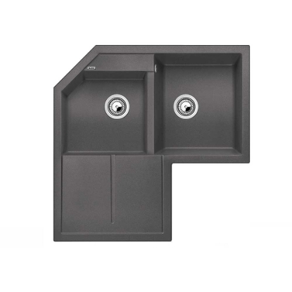 Εικόνα της Γωνιακός Νεροχύτης Blanco Metra 9 E Silgranit 83x83cm Rock Grey 518888