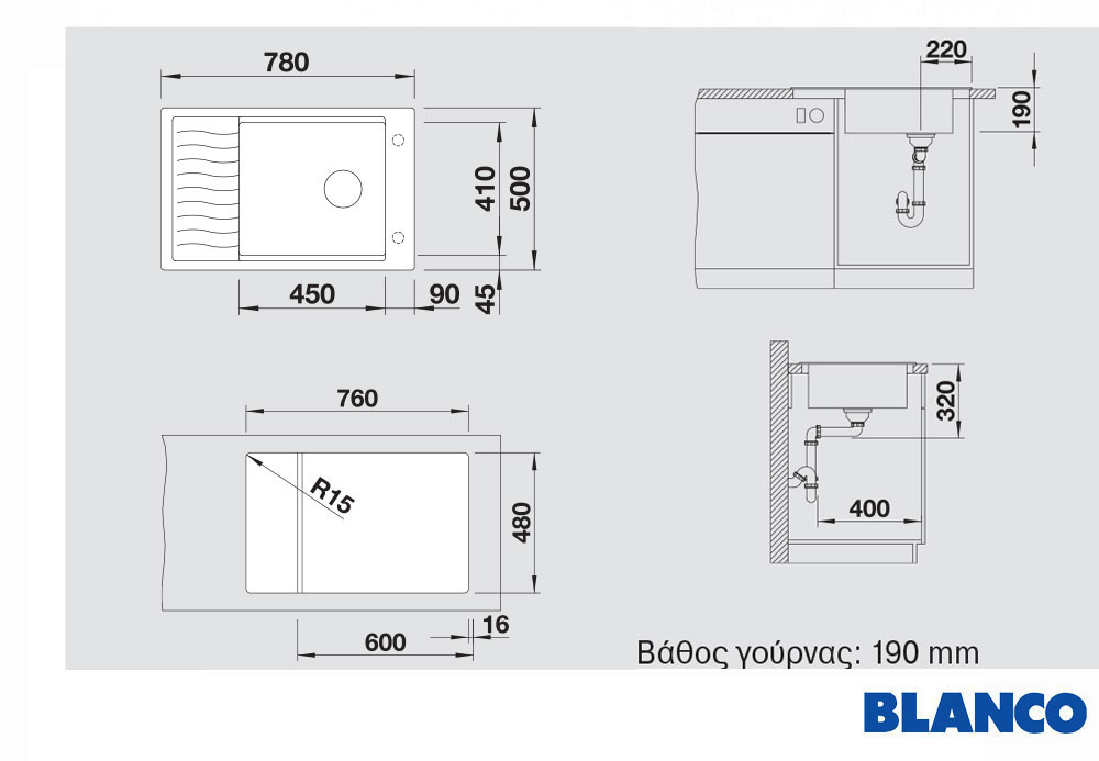 Εικόνα της Νεροχύτης Blanco Elon XL 6 S Silgranit 78x50cm White 524848