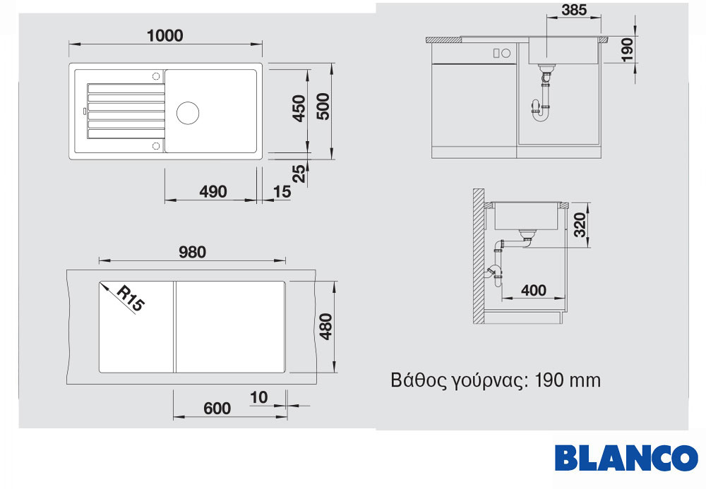 Εικόνα της Νεροχύτης Blanco Zia XL 6 S Silgranit 100x50cm Black 526024