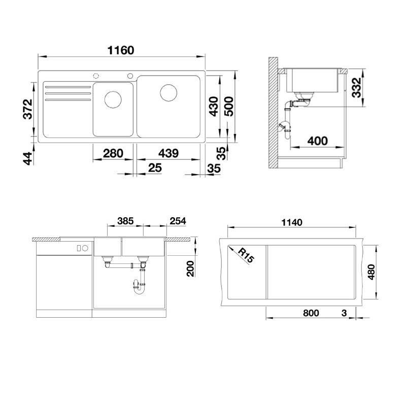 Εικόνα της Νεροχύτης Blanco Naya 8 S Silgranit 116x50cm Black 525946