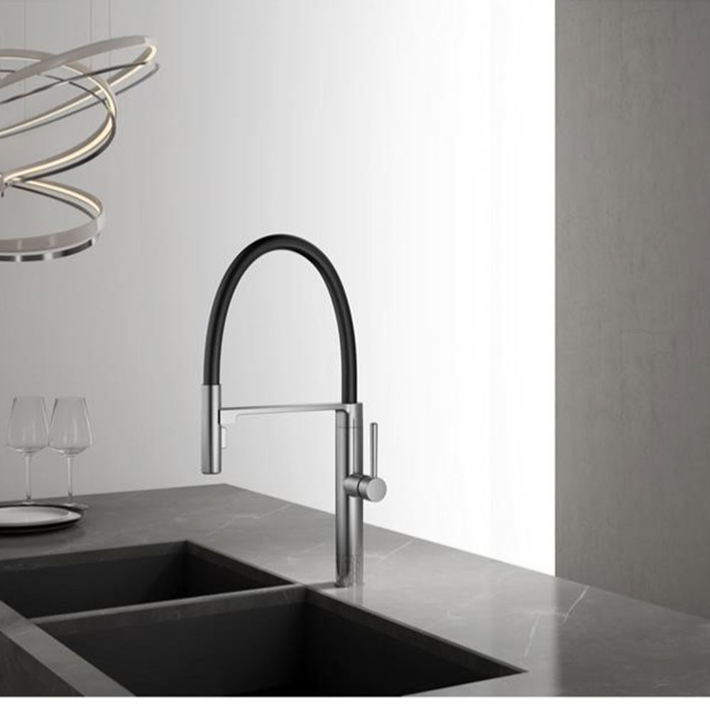 Εικόνα της Μπαταρία Κουζίνας Interflex Flex Genius Ντους 2 Ροών 087754 Χρωμέ/Μαύρο