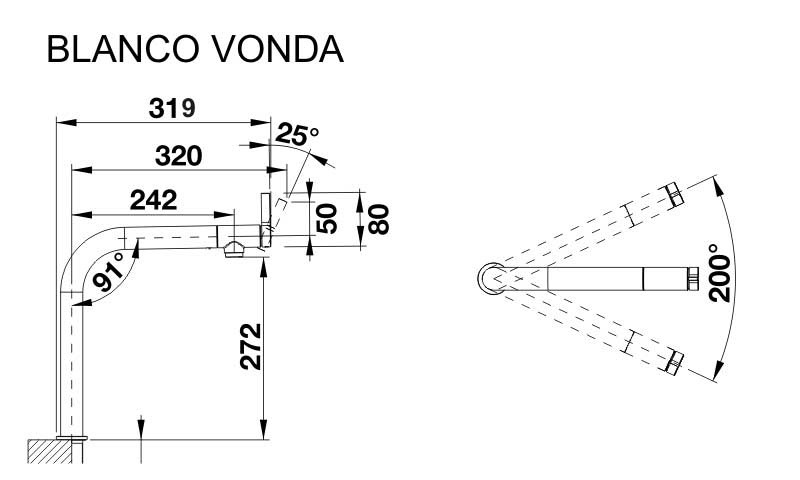 Εικόνα της Μπαταρία Κουζίνας Blanco Vonda 518435 Inox