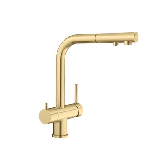 Εικόνα της Μπαταρία Κουζίνας Φιλτραρίσματος Νερού Blanco Fontas-S II Ντους 526694 Satin Gold