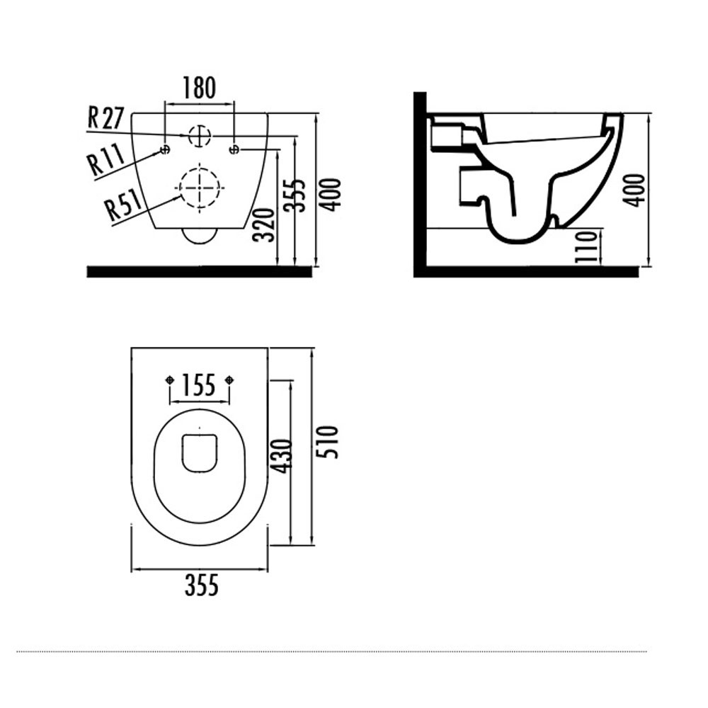 Εικόνα της Λεκάνη Κρεμαστή Creavit Free FE320 51cm Με Thermoplast Slim Soft Close Κάλυμμα