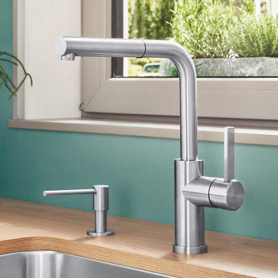 Εικόνα της Μπαταρία Κουζίνας Blanco Landora-S-F 526180 Ντους Inox