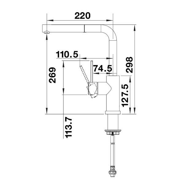Εικόνα της Μπαταρία Κουζίνας Blanco Landora-S-F 526180 Ντους Inox