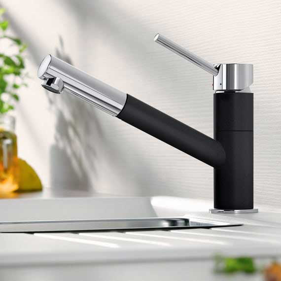 Εικόνα της Μπαταρία Κουζίνας Blanco Kano-S Ντους 526174 Black/Chrome