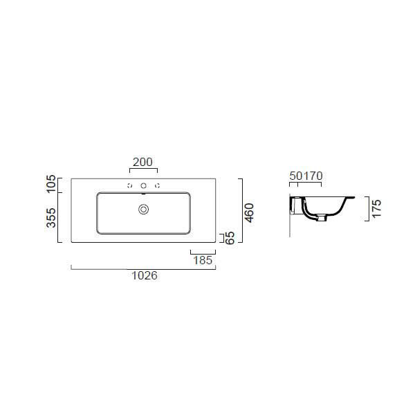 Εικόνα της Νιπτήρας Μπάνιου GSI Pura 8886-300 102x46cm