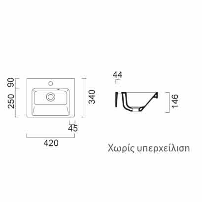 Εικόνα της Νιπτήρας Μπάνιου GSI Norm 8685-300 42x34cm