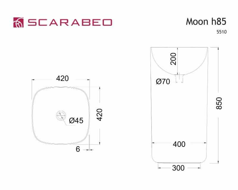 Εικόνα της Νιπτήρας Μπάνιου Scarabeo Moon 5510-300 42x42xH85cm