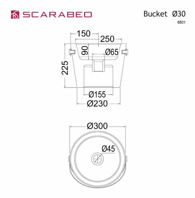 Εικόνα της Νιπτήρας Μπάνιου Scarabeo Bucket 8801-300 Ø30xH22,5cm