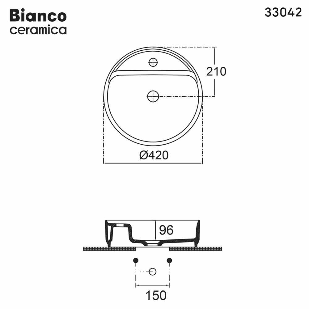 Εικόνα της Νιπτήρας Μπάνιου Bianco Ceramica Focus 33042-300 Ø42cm