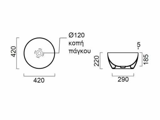 Εικόνα της Νιπτήρας Μπάνιου GSI Pura 8852-300 Ø42xH22cm