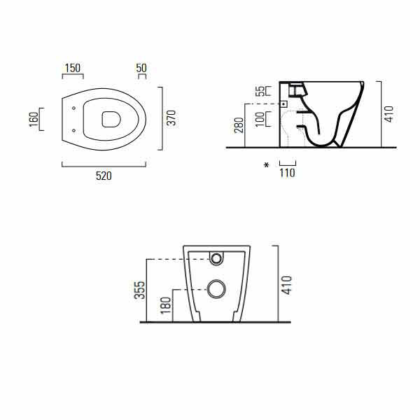 Εικόνα της Λεκάνη GSI Modo Swirl 981000C-300 52cm Υψηλής Πίεσης Back to Wall Με Soft Close Κάλυμμα