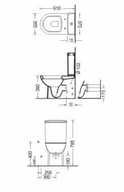 Εικόνα της Λεκάνη Serel Vela Χ.Π. Back to Wall 61cm Με Slim Soft Close Κάλλυμα Κομπλέ 671200SC-300