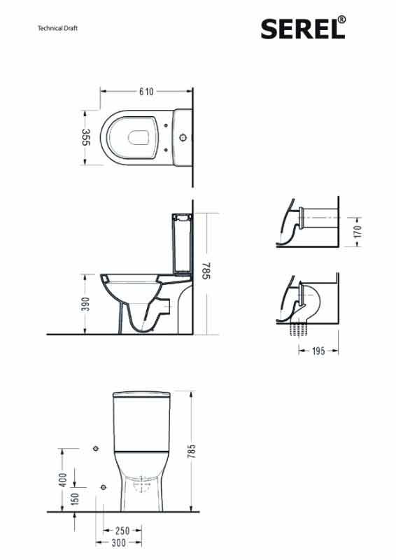 Εικόνα της Λεκάνη Serel Vela 6716B00SC-300 61cm Με Slim Soft Close Κάλυμμα