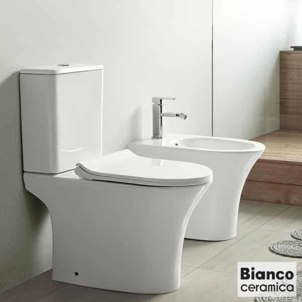 Εικόνα της Λεκάνη Bianco Ceramica Aida Χ.Π. 65cm Rimless Κομπλέ Με Slim Soft Close Κάλυμμα AD12000SC-300
