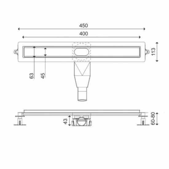 Εικόνα της Κανάλι Ντους Wirquin Flat Linear FL400 40cm Inox