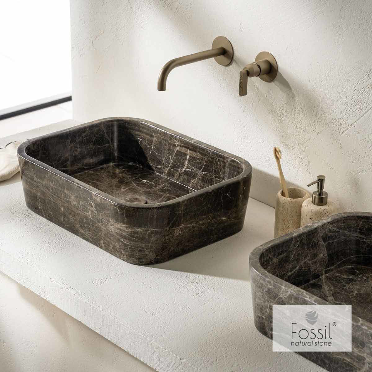 Εικόνα της Νιπτήρας Μπάνιου Fossil Gaia DS60-523 60x38cm Emperador Dark
