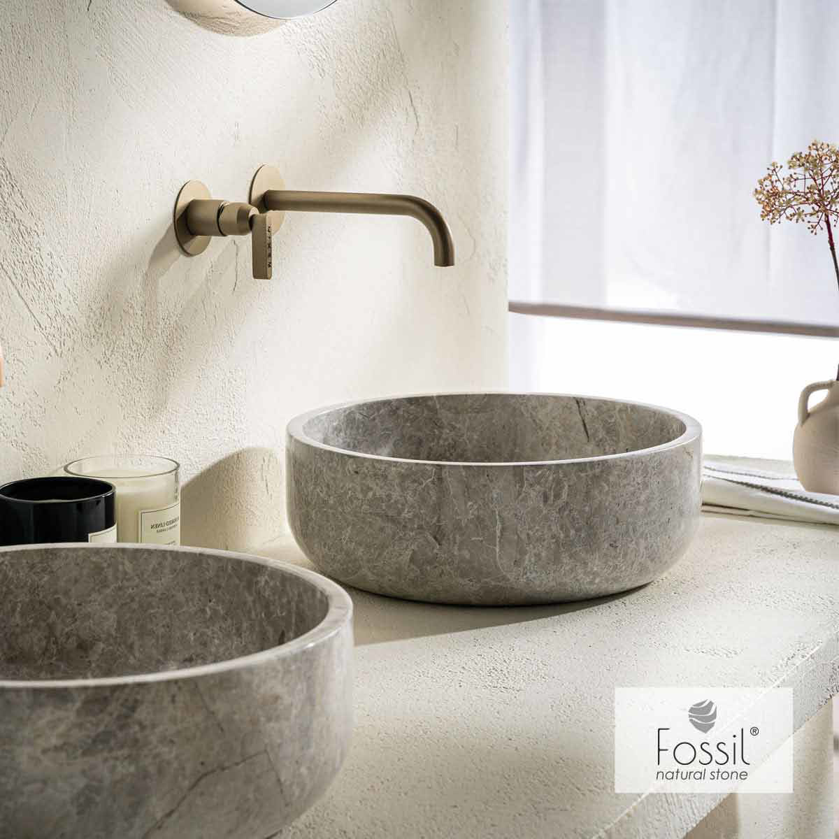 Εικόνα της Νιπτήρας Μπάνιου Fossil Thalo DR39-423 Ø39cm Tundra Grey
