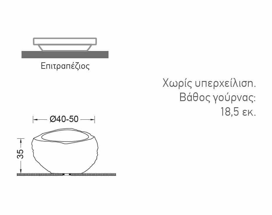 Εικόνα της Νιπτήρας Μπάνιου Fossil Bucket RP35 Ø40-50cm