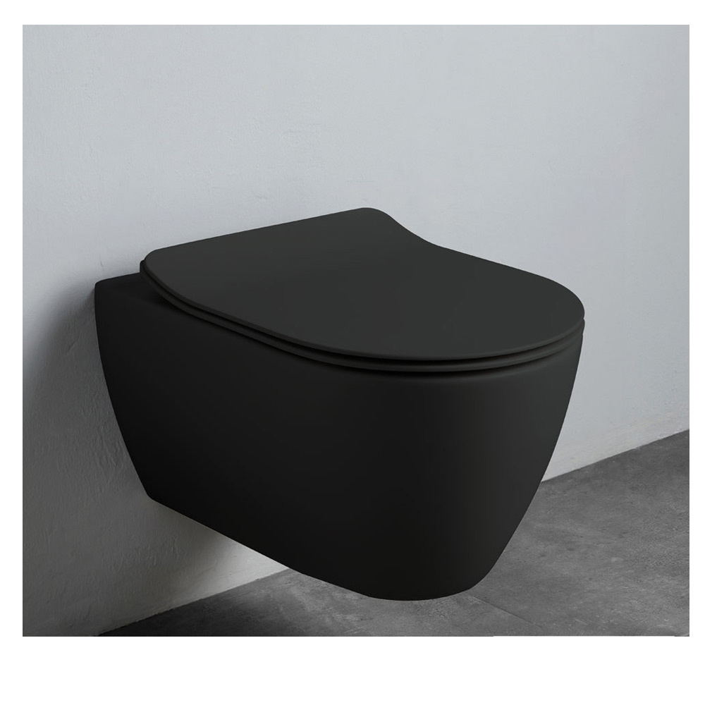 Εικόνα της Λεκάνη Κρεμαστή Scarabeo Moon Clean Flush 552000SC-401 Rimless 50,5cm Black Matt Με Slim Soft Close Κάλυμμα