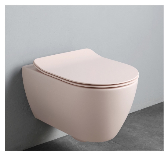 Εικόνα της Λεκάνη Κρεμαστή Scarabeo Moon Clean Flush 552000SC-810 Rimless 50,5cm Antique Pink Με Slim Soft Close Κάλυμμα