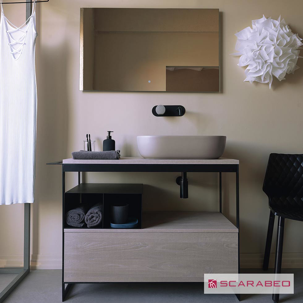 Εικόνα της Νιπτήρας Μπάνιου Scarabeo Glam 1804-510 56x39cm Sand