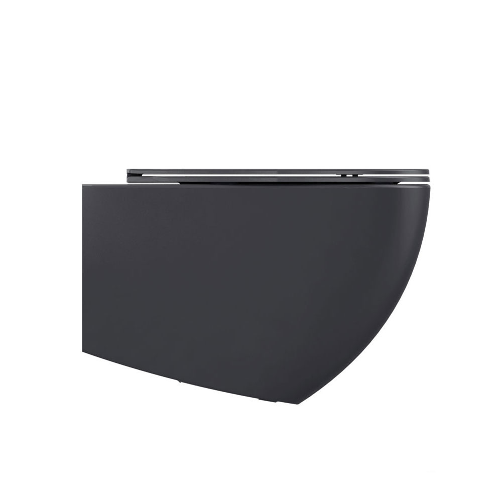 Εικόνα της Λεκάνη Κρεμαστή Bianco Ceramica Lenta 381600C-421 53cm Με Slim Soft Close Κάλυμμα Anthracite Matt