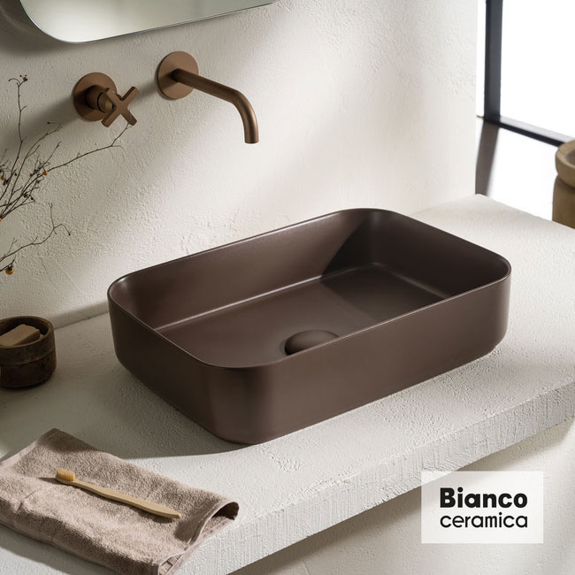 Εικόνα της Νιπτήρας Μπάνιου Bianco Ceramica Punto 34050-530 50x36cm Taupe Matt