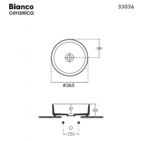Εικόνα της Νιπτήρας Μπάνιου Bianco Ceramica Etna 33036-530 Ø36cm Taupe Matt
