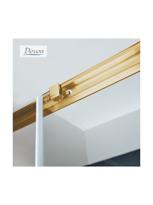 Εικόνα της Καμπίνα Ντουσιέρας Devon Noxx Slider 1+1 SLN100C-211 97-99cm Clean Glass Gold Brushed PVD