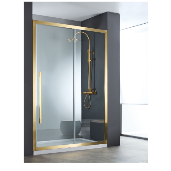 Εικόνα της Καμπίνα Ντουσιέρας Devon Noxx Slider 1+1 SLN160C-211 157-159cm Clean Glass Gold Brushed PVD