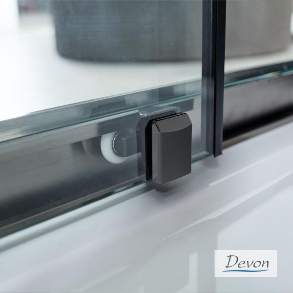 Εικόνα της Καμπίνα Ντουσιέρας Devon Noxx Slider 1+1  SLN160C-411 157-159cm Clean Black Brushed PVD