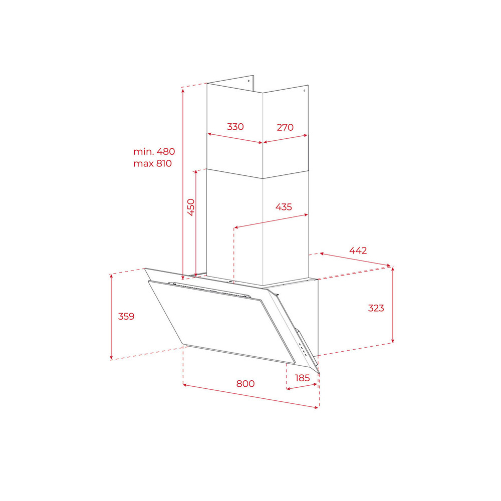 Εικόνα της Απορροφητήρας Teka DVI 88 INFINITY G1 Καμινάδα 80cm Black Matt 112930056