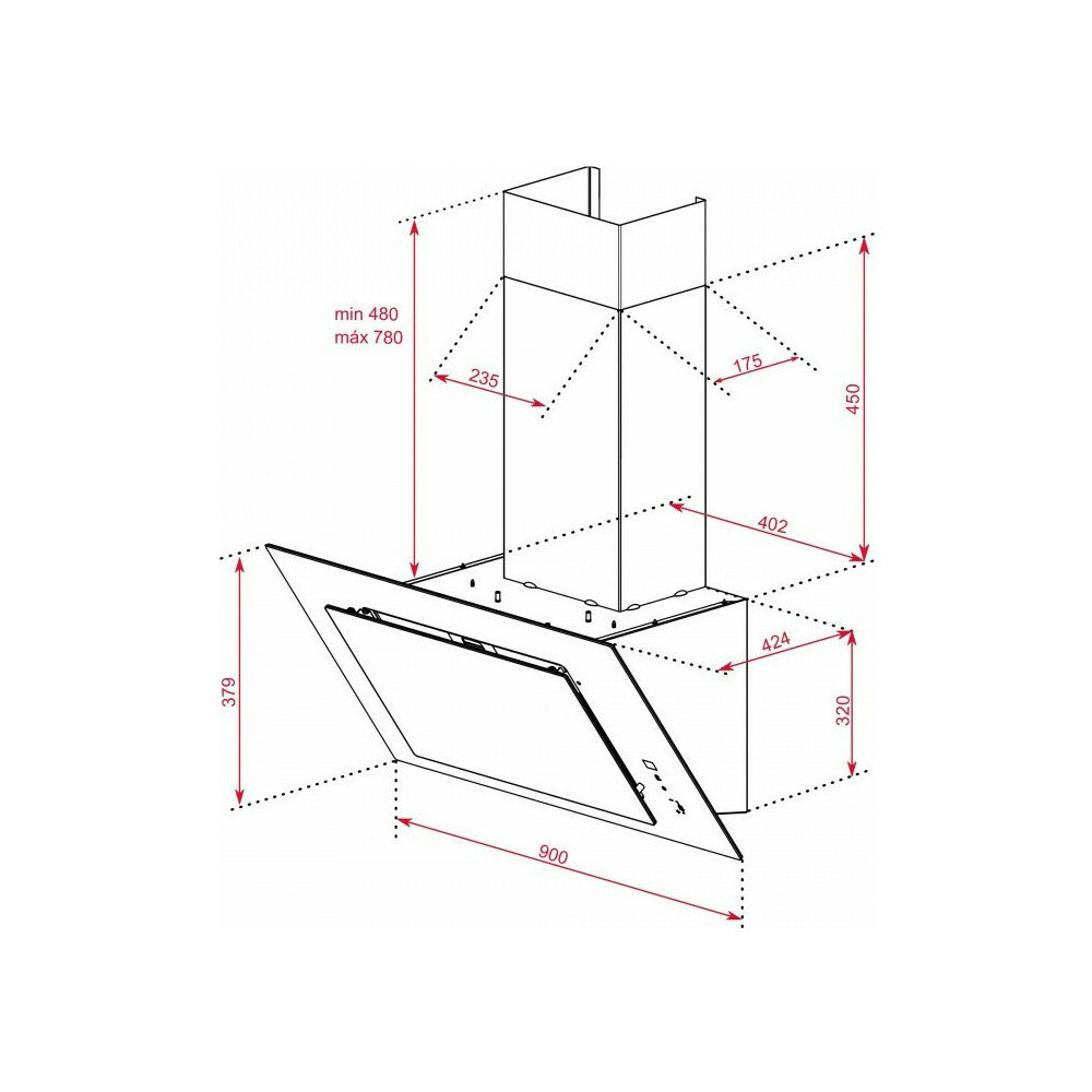 Εικόνα της Απορροφητήρας Teka DVT 98660 Ecopower Καμινάδα 90cm Μαύρο 112930043