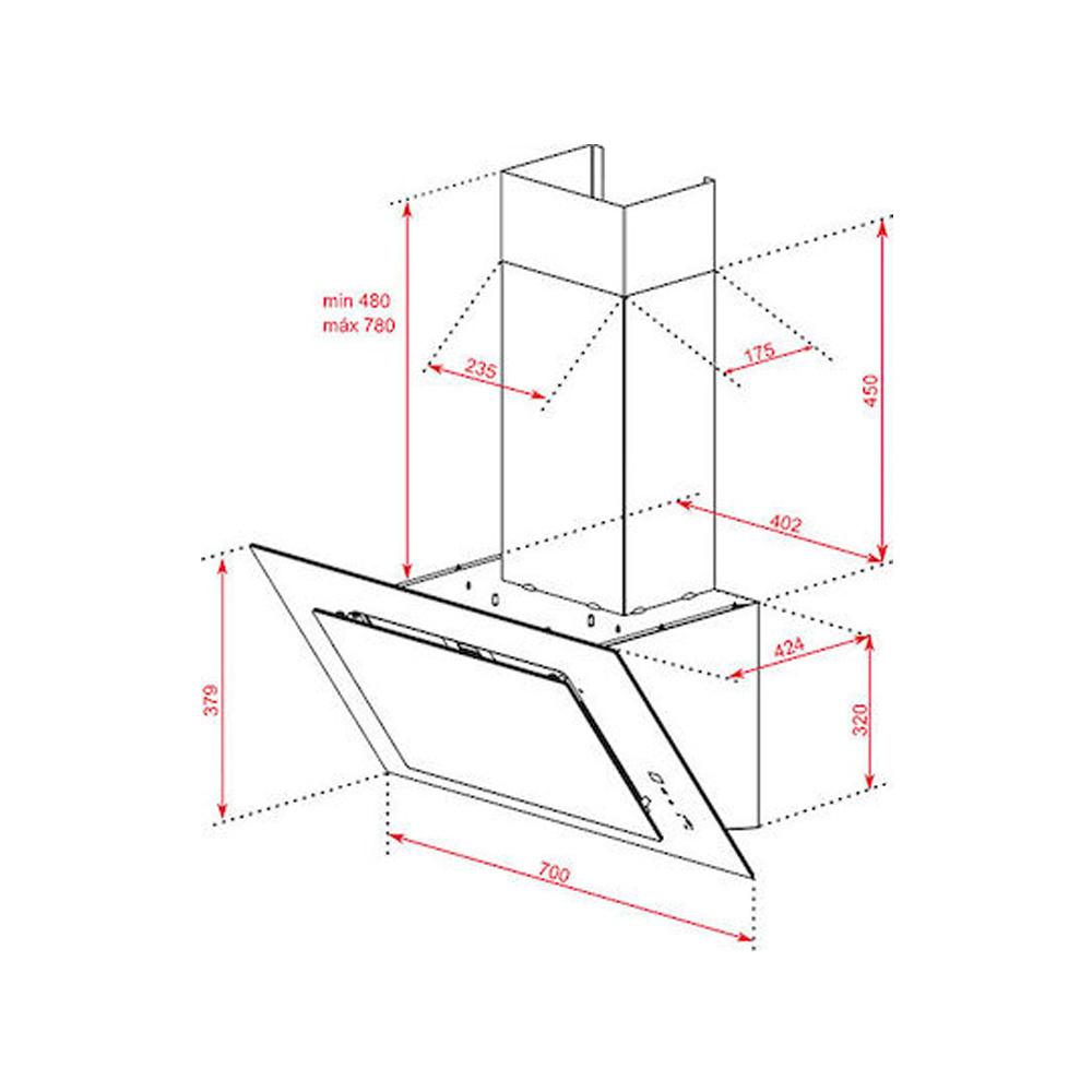 Εικόνα της Απορροφητήρας Teka DVT 78660 Ecopower Καμινάδα 70cm Λευκό Κρύσταλλο 112930042