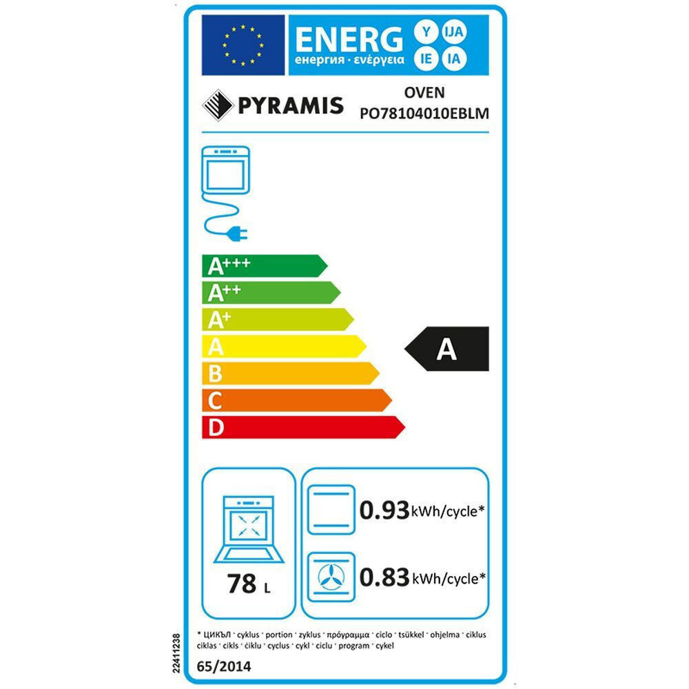 Εικόνα της Φούρνος Pyramis PO78104010EBLM Μαύρος Ματ Ατμού 78 Lt Άνω Πάγκου 034070601