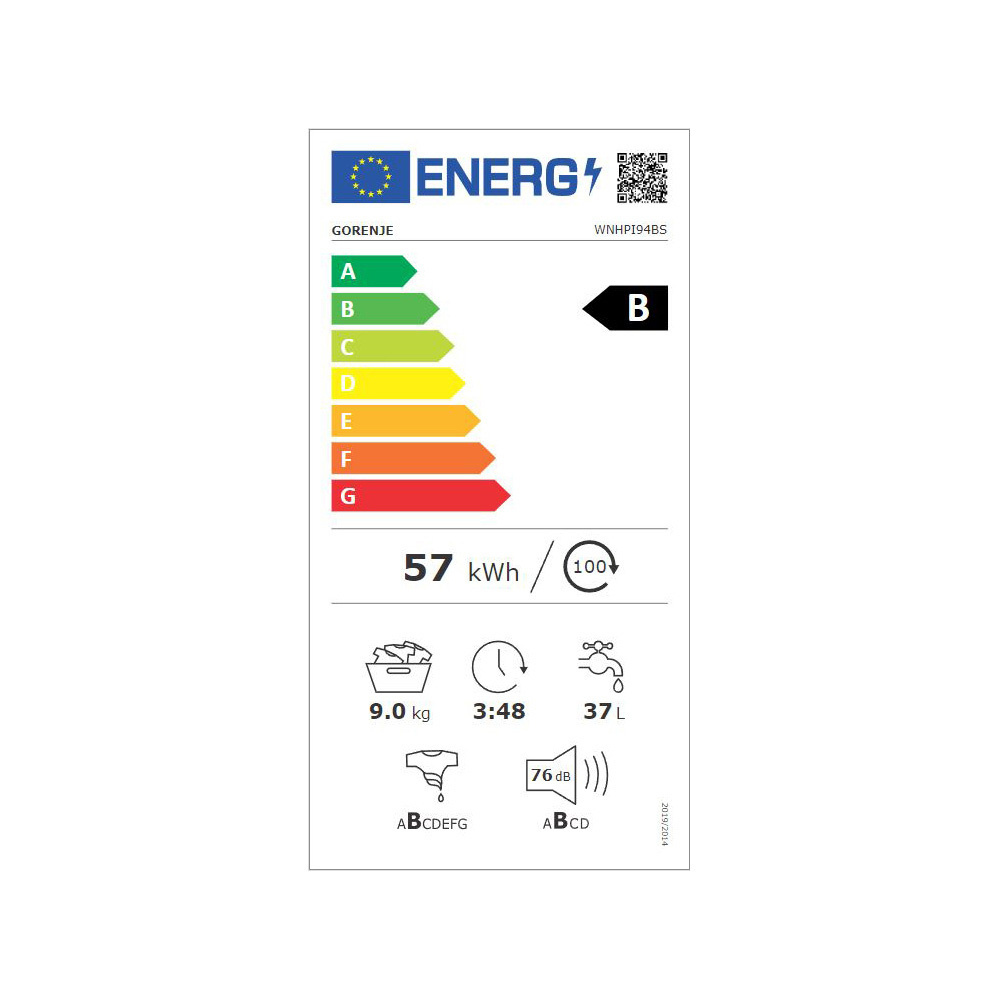 Εικόνα της Ελεύθερο Πλυντήριο Ρούχων Gorenje WNHPI94BS 20012331 9kg 1400 Στροφών Λευκό 033021701