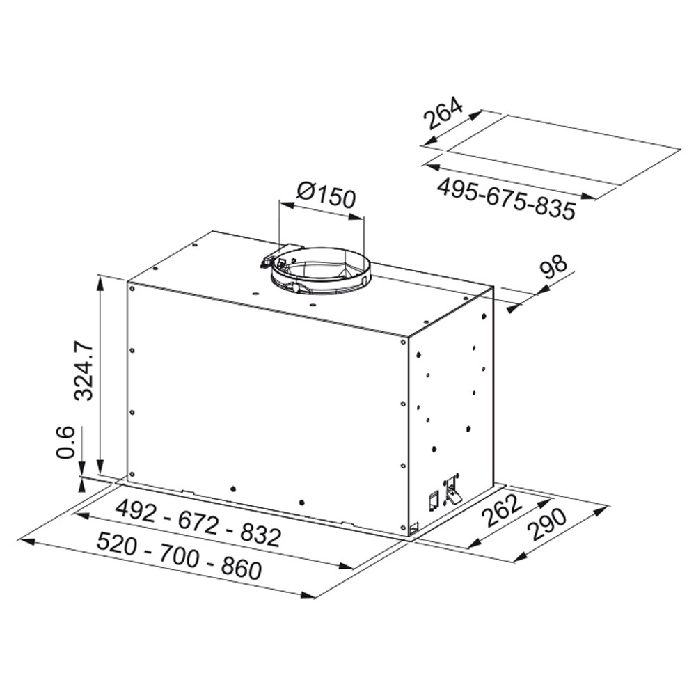 Εικόνα της Απορροφητήρας Franke Mythos Box Plus FBFP XS A52 KL Εντοιχιζόμενος 52cm Inox 3102103113 (305.0665.368)