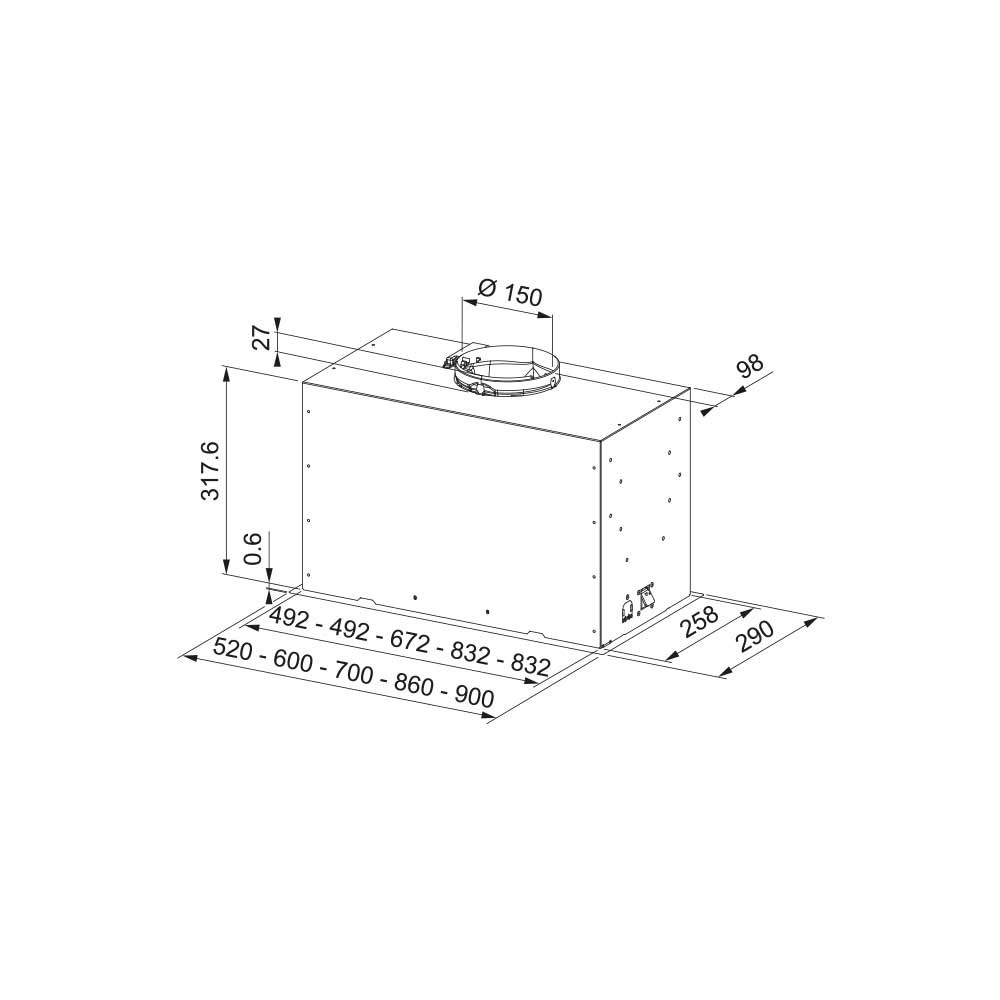Εικόνα της Απορροφητήρας Franke Maris Box Flush FBFE BK A52  Εντοιχιζόμενος Black 52cm 3102103122 (305.0729.555)