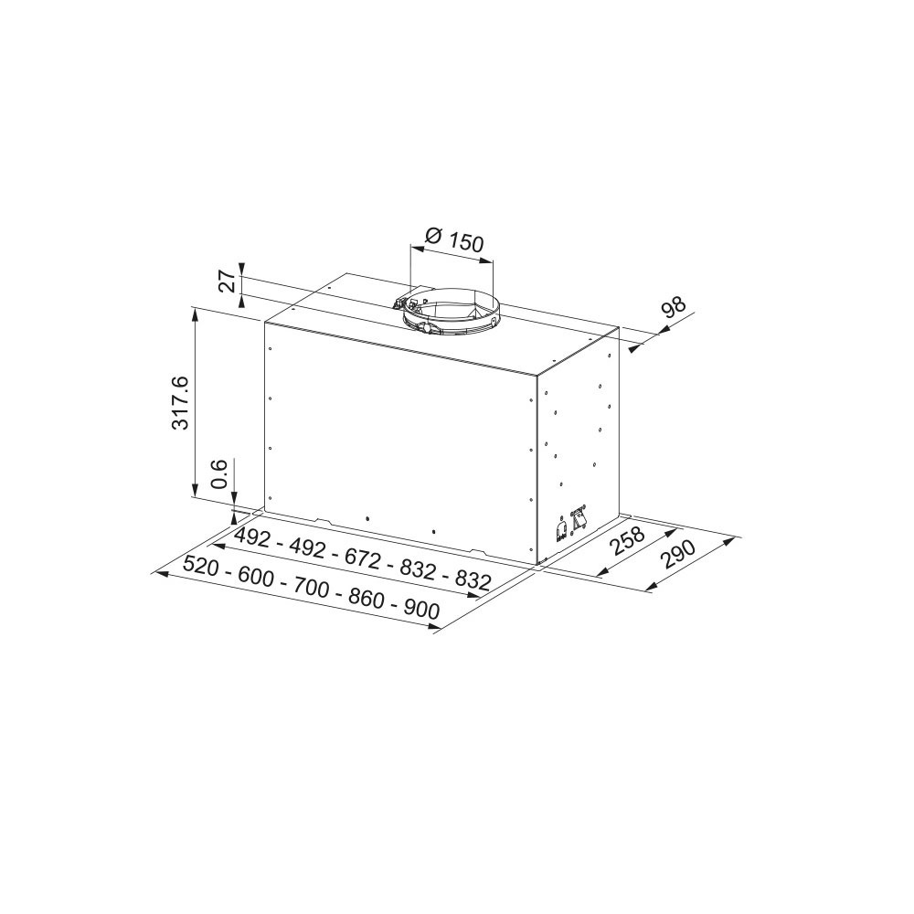 Εικόνα της Απορροφητήρας Franke Maris Box Flush FBFE LG A52  Εντοιχιζόμενος Inox 52cm 3102103124 (305.0729.554)