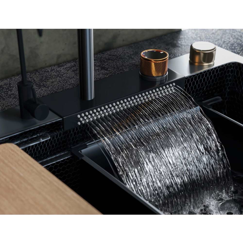 Εικόνα της Νεροχύτης Ένθετος Sanitec Multi Sink 10845 (80x45) Inox Black Κομπλέ Mε Aυτόματη Bαλβίδα