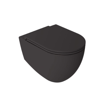 Εικόνα της Λεκάνη Κρεμαστή Bianco Ceramica Lenta 381600C-421 53cm Με Slim Soft Close Κάλυμμα Anthracite Matt