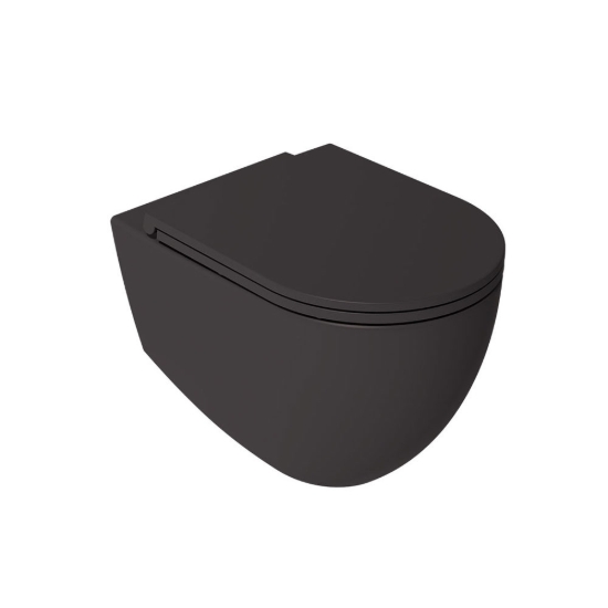 Εικόνα της Λεκάνη Κρεμαστή Bianco Ceramica Lenta 381600C-421 53cm Με Slim Soft Close Κάλυμμα Anthracite Matt