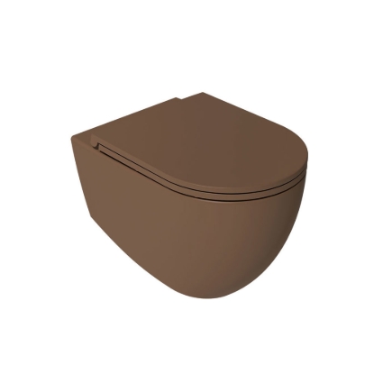 Εικόνα της Λεκάνη Κρεμαστή Bianco Ceramica Lenta 381600C-530 53cm Με Slim Soft Close Κάλυμμα Taupe Matt