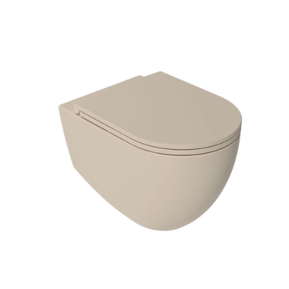 Εικόνα της Λεκάνη Κρεμαστή Bianco Ceramica Lenta 381600C-311 53cm Με Slim Soft Close Κάλυμμα Ivory Matt