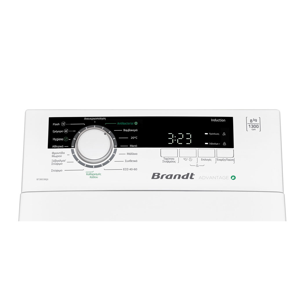 Εικόνα της Πλυντήριο Ρούχων Άνω Φόρτωσης Brandt BT38038QG  (8g 1300Rpm A) Λευκό